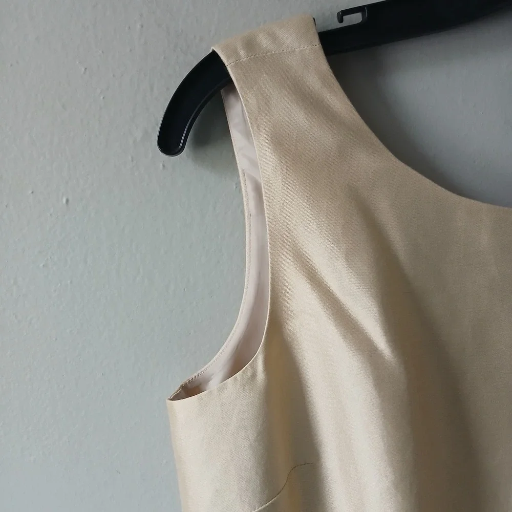 Talbots Women's Size 8P Gold Silk Cotton Midi A-line Dress Satin Lined NWT $199!